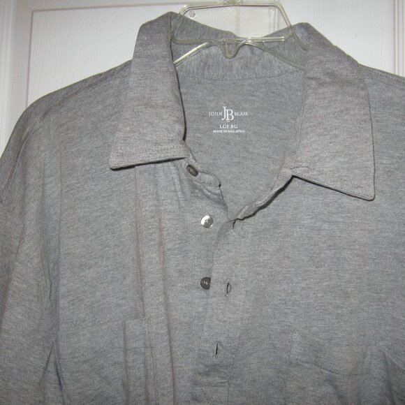 John Blair Haband Banded Bottom Long Sleeve Polo Men's Size Large Gray - Picture 2 of 3